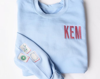 Mahjong Fliesen Mit Initialen Sweatshirt mit Rundhalsausschnitt
