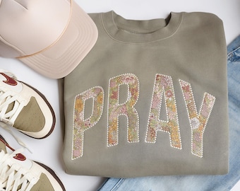 Sweater met ronde hals en bloemen Pray-appliqué