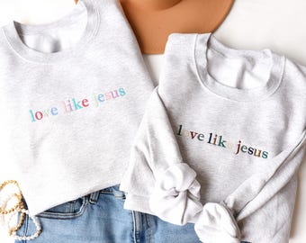 Liefde zoals Jezus, kleurrijke letters