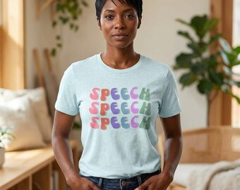 Speech Therapy Tee | Retro Pastel Bubble Text Shirt