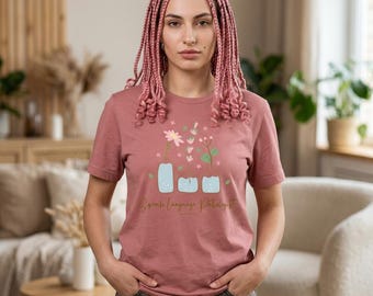 Speech Language Pathologist tee | Floral Mason Jar Design