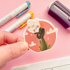 Sticker transparent fleur tulipe - personnages kawaii - Stickers mignons dessinés à la main - art numérique - agenda carnet de notes décoration
