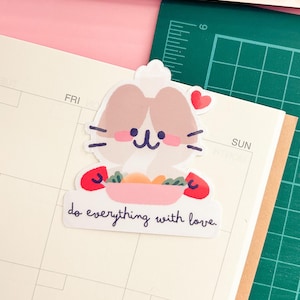 Fai tutto con amore - Adesivo trasparente laminato per laptop e telefono - Diari, quaderni, pianificatori, diari, adesivi decorativi