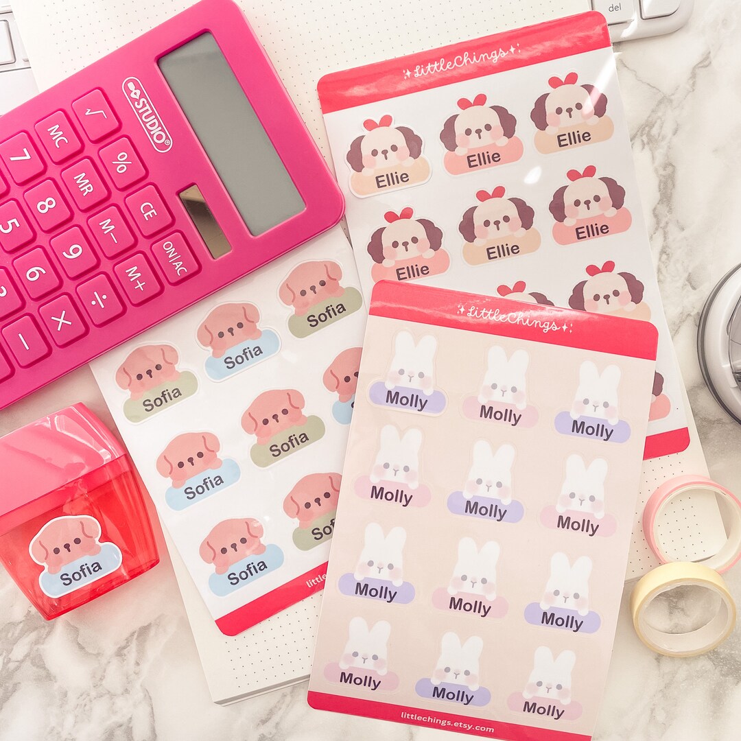 Kawaii Name Stickers Cute Characters Daycare Labels School Name Tags Etsy