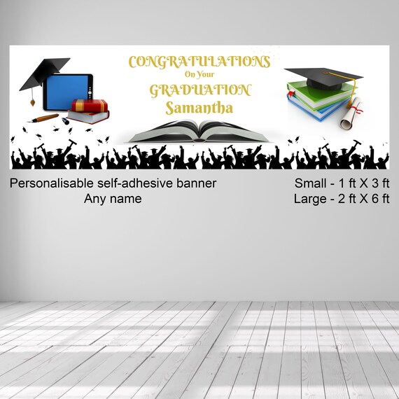Graduation Banner Personalised Self Adhesive Party Banner Etsy