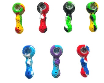 Silicone Hand pipe with Glass Bowl 4"