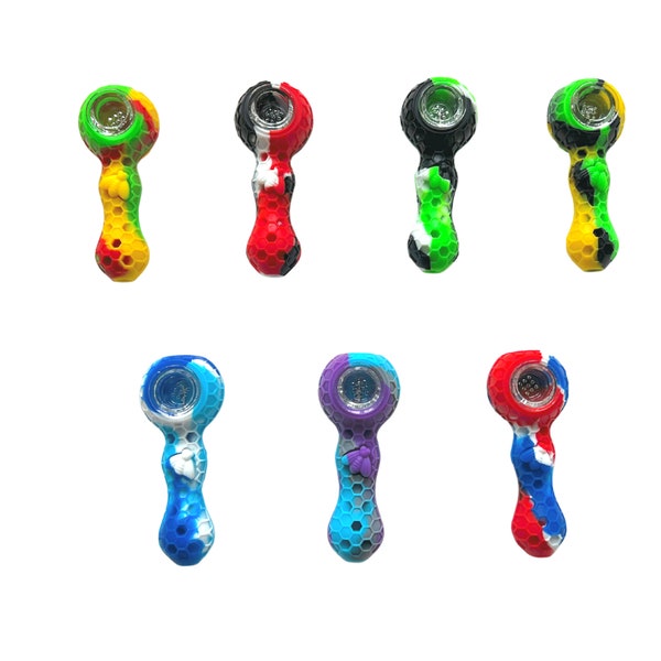 Silicone Hand pipe with Glass Bowl 4"