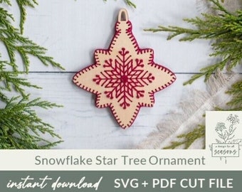 SVG Wood Christmas Ornament Embroidery Pattern Laser Cut File Wooden Xmas Tree Decoration Cutting File Christmas Embroidery Blank Laser File