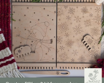 Winter Weaving Loom SVG Bundle | Beginner Educational Yarn Craft | Snowflake and Snowman Design | Laser Ready Digital Download