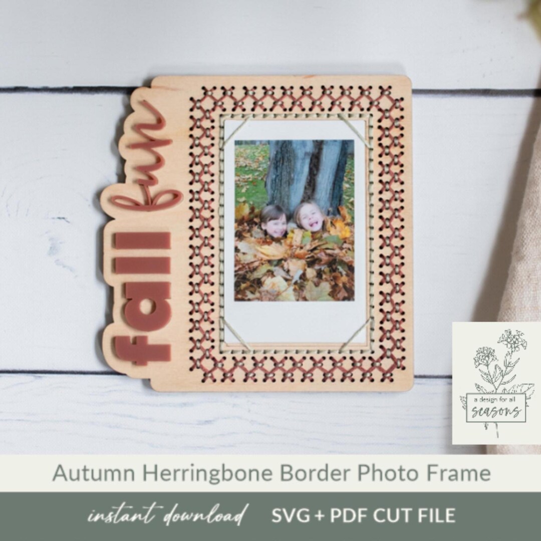 Fall Color Rectangle Frame Svg Embroidered Autumn Photo Frame SVG | Fall Embroidery Pattern Cut File ...