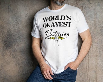 World's Okayest Electrician Premium Unisex Crewneck T-shirt | Custom T-shirt | Funny T-shirt | Men's T-shirt | Women's T-shirt