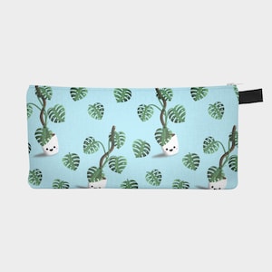 Monstera Pencil Case | Zippered Pouch | Makeup Bag | Zippered Bag | Kawaii Plant