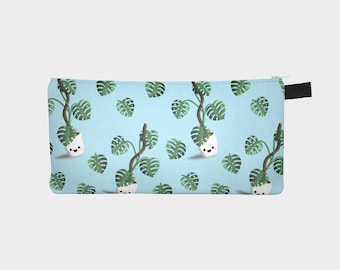 Monstera Pencil Case | Zippered Pouch | Makeup Bag | Zippered Bag | Kawaii Plant