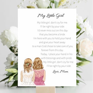 Mi pequeña niña-rubia-poema conmemorativo- padre hija-madre-hijo-novia-novio regalo-digital-imprimible-imprimir- regalo de boda