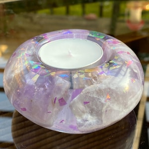 Porte-bougie Chauffe-thé En Améthyste – Lot De 2, Artisanal Brésilien, Occasion
