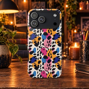 Colorful Leopard Print Phone Case Cute Boho Cheetah Print iPhone 18 Pro Max 17e 16 15 14 Air Plus Samsung Galaxy S26 Ultra S25 Pixel 9