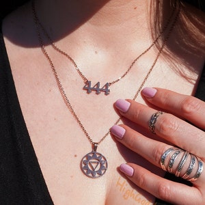 444 Angel Number Necklace - Stainless Steel, Silver, Rose Gold & Gold, Lucky Protection, Charm Necklace, Tarnish Free, Angels Pendant