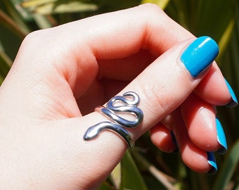 Totem Snake Adjustable Ring ~ Kundalini Animal Serpent Energy Spiritual Jewellery Jewelry Minimalist Stainless Steel Tarnish Free Resizable