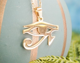 Eye of Horus / Ra Pendant - Ancient Egyptian Hieroglyph Protection Necklace, Egypt Udjat Symbol Amulet