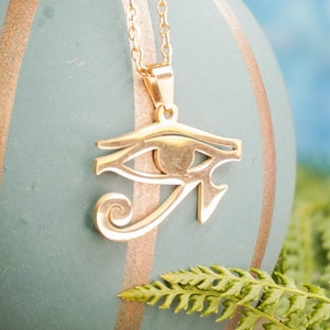 Eye of Horus / Ra Pendant - Ancient Egyptian Reversible Hieroglyph Silver Gold Lucky Protection Necklace, Egypt Udjat Symbol Amulet Jewelry