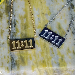 Engraved 11:11 Necklace - Synchronicity Angel Number Lucky 11 11 Pendant, Silver Gold Angels Charm Minimalist Boho Layer Layering Jewelry