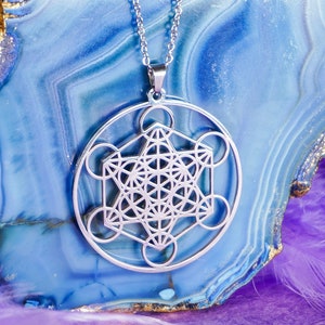 Metatron&#39;s Cube Sacred Geometry Necklace ~ Gold Silver & Rose Gold Choice, Spiritual Boho Metatron Metatrons Pendant Angel Energy Jewelry
