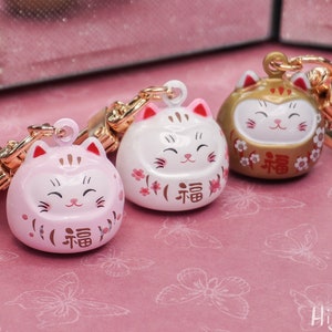 Brelok do kluczy Maneki Neko Lucky Cat - japoński brelok do kluczy z motywem kota witającego szczęście Daruma, prezent z symbolem bogactwa i dobrobytu, brelok do kluczy do torby