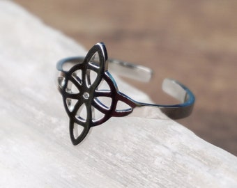 Bague ajustable noeud de sorcière ~ Bagues midi redimensionnables en or et argent avec protection magique de sorcière, talisman d'éléments wicca wiccan quatre directions