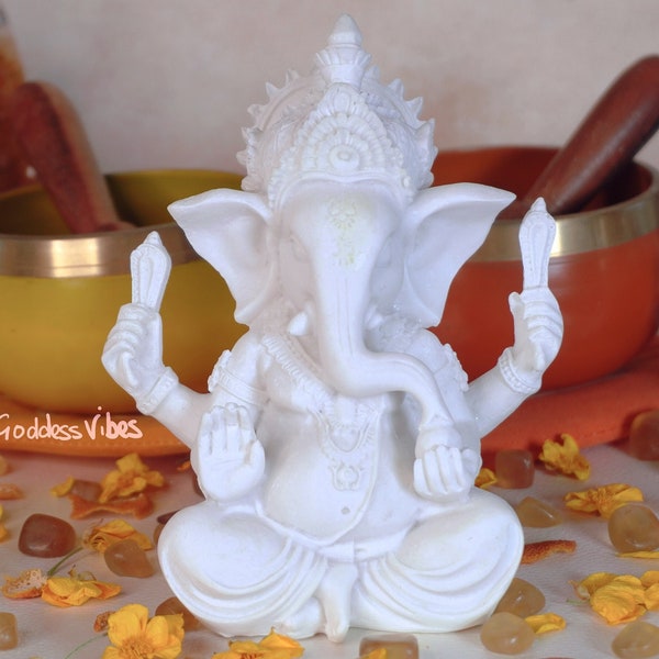 Statue de Ganesh en grès ~ Éliminateur d'obstacles, divinité hindoue de bon augure pour la prospérité, autel du Seigneur Ganesh, figurine sculptée