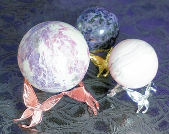 Butterfly Crystal Sphere Stands - Goud Zilver en Rose Gold Metal Gemstone Ball Holders, Healing Stone Collection Altar Holder Stand Decor