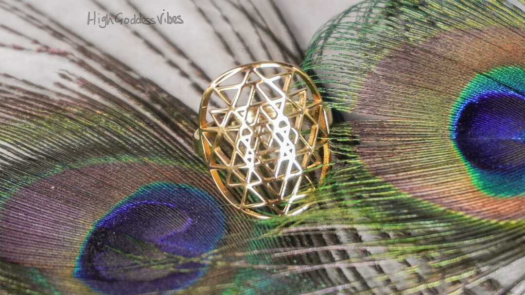 Sri Yantra Sacred Geometry Ring ~ Resizable Adjustable Rings, Gold or ...
