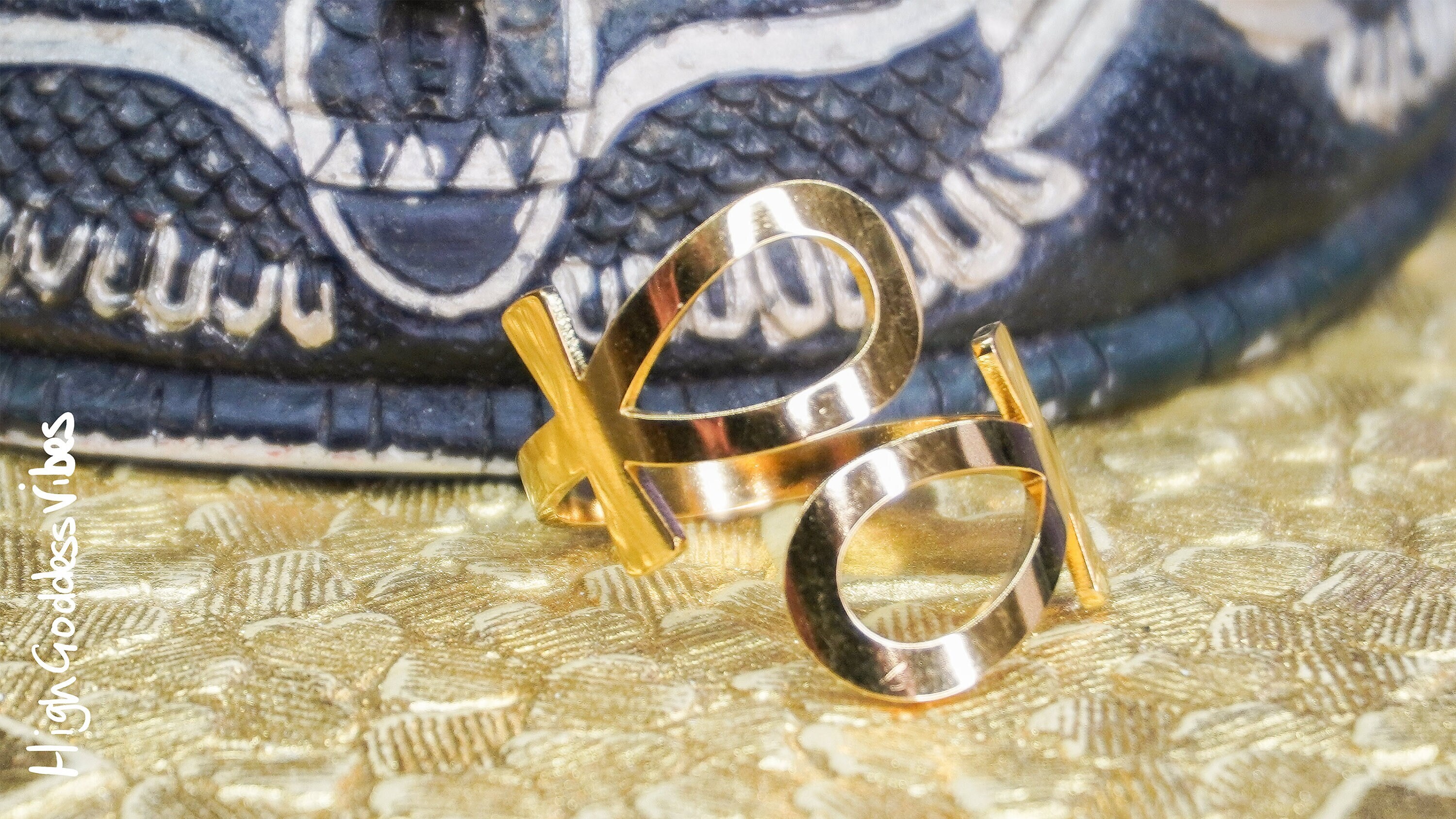 Double Ankh Ring - Symbole égyptien antique Bypass Anneaux redimensionnables réglables, Life Luck Lucky Immortal Egypt Amulet Hieroglyph Boho Jewelry