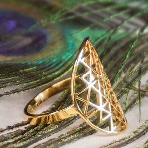 Sri Yantra Sacred Geometry Ring ~ Resizable Adjustable Rings, Gold or ...