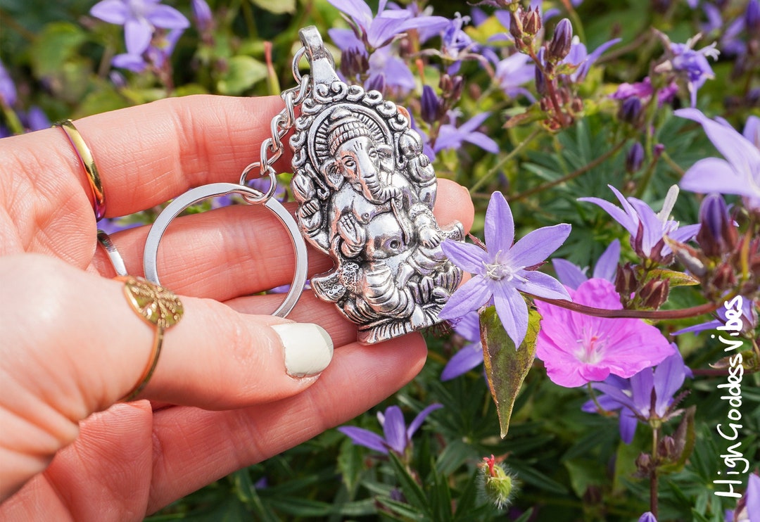 Ganesh Key Ring - Remover of Obstacles Deity Mini Statue Keychain ...