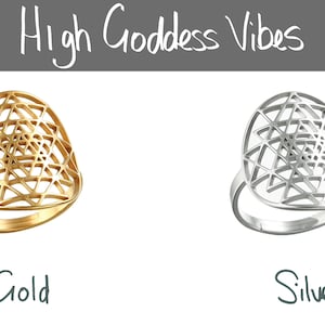 Sri Yantra Sacred Geometry Ring ~ Resizable Adjustable Rings, Gold or ...