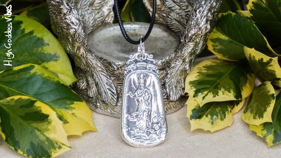 Quan Yin Necklace Chinese Goddess of Mercy Love Kindness Pendant