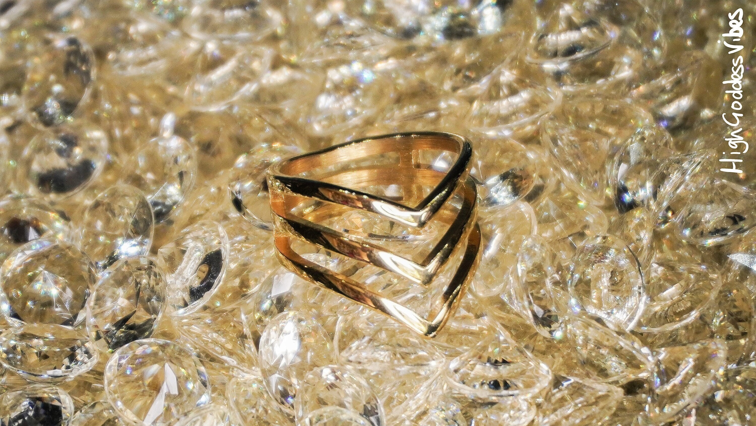 14k Gold Chevron Ring With CZ Stones - High Polish Women's Ring, Available In Sizes 4-12 - View #10