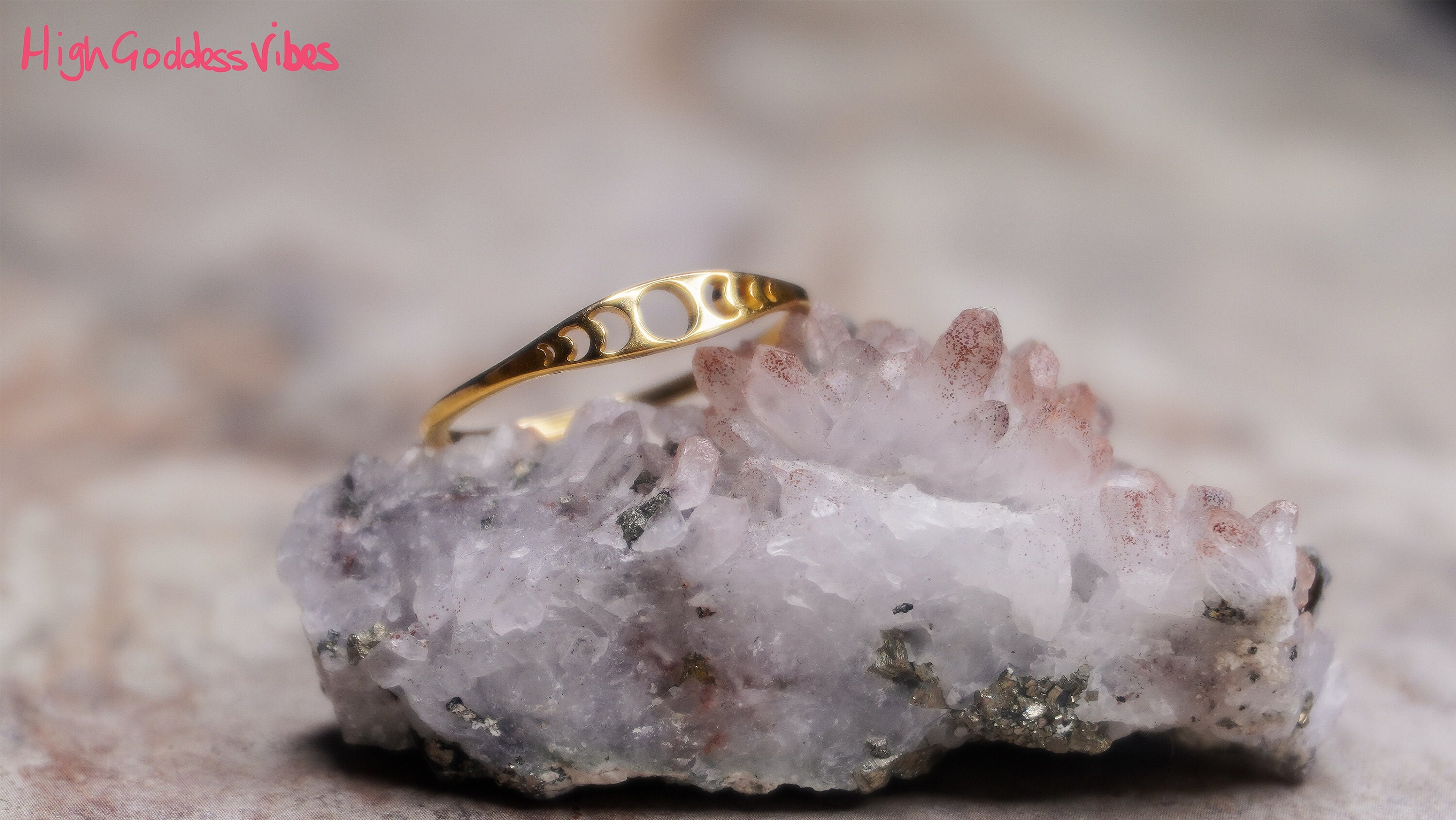 Moon Phase Stacker - Silver & Gold Minimalist Boho Ring, Contemporary Thin Slim Stacking Skinny Band Rings, Lunar Goth Wicca Steel Jewelry