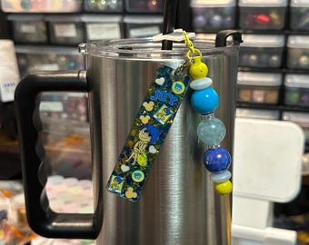 Beaded Straw Charm – Acrylic Keychain, Tumbler Decoration