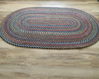 Vintage Bohemian Handbraided Oval Rug / Handmade oval rug / 2' x 4' oval rug