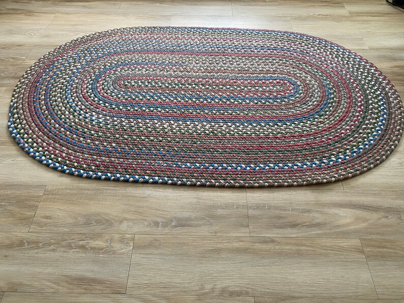 Vintage Bohemian Handbraided Oval Rug / Handmade Oval Rug / 2' X 4