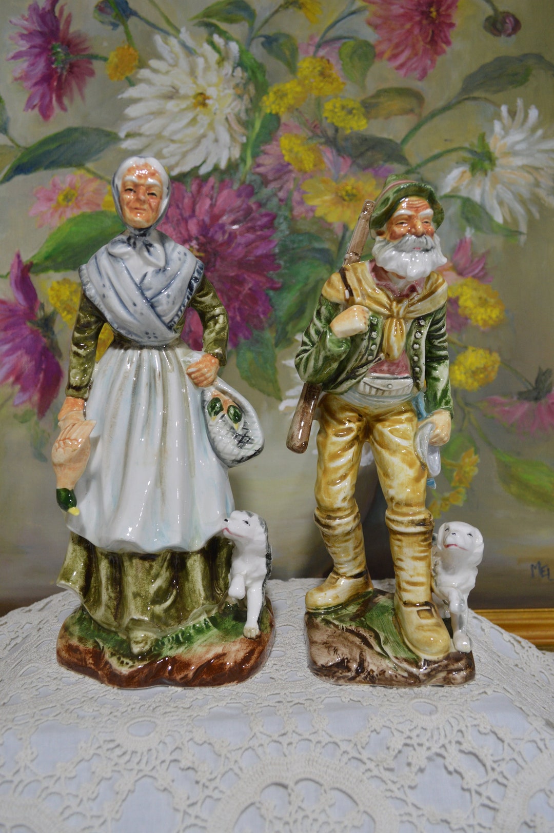Vintage Pair of Old Man and Woman Figurines made in Japan - Etsy