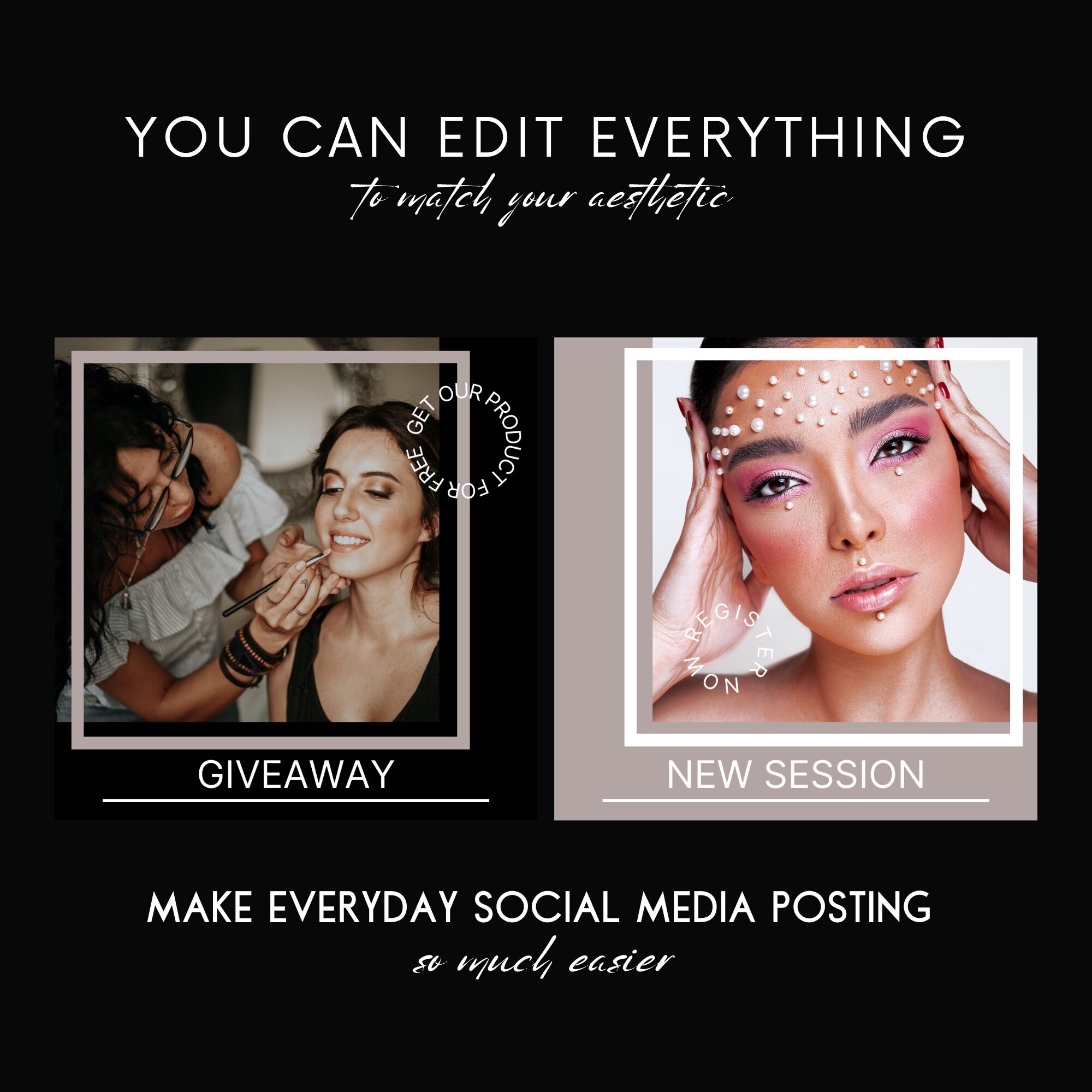 Makeup Artist Instagram Post Templates Beauty Salon Etsy