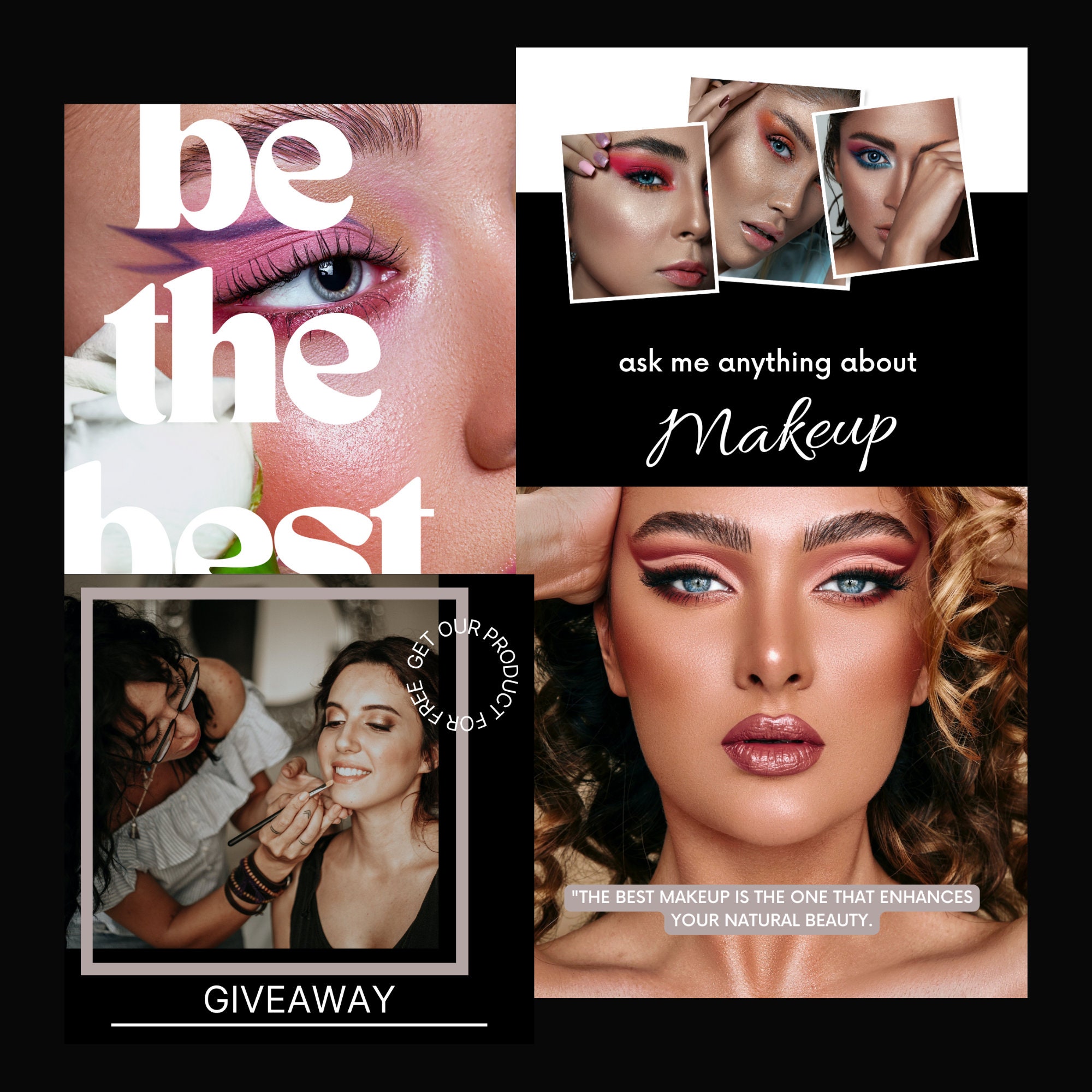 Makeup Artist Instagram Post Templates Beauty Salon Etsy