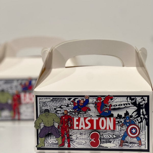 Superhero party favor boxes