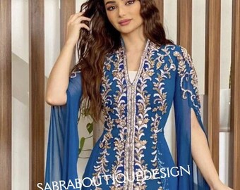 Dubai Moroccan Kaftan Arabic Abaya Maxi Hand Beaded Caftan Farasha Floor Length Party Wear Wedding Gown Beach Stylish Jalabiya Women Dress