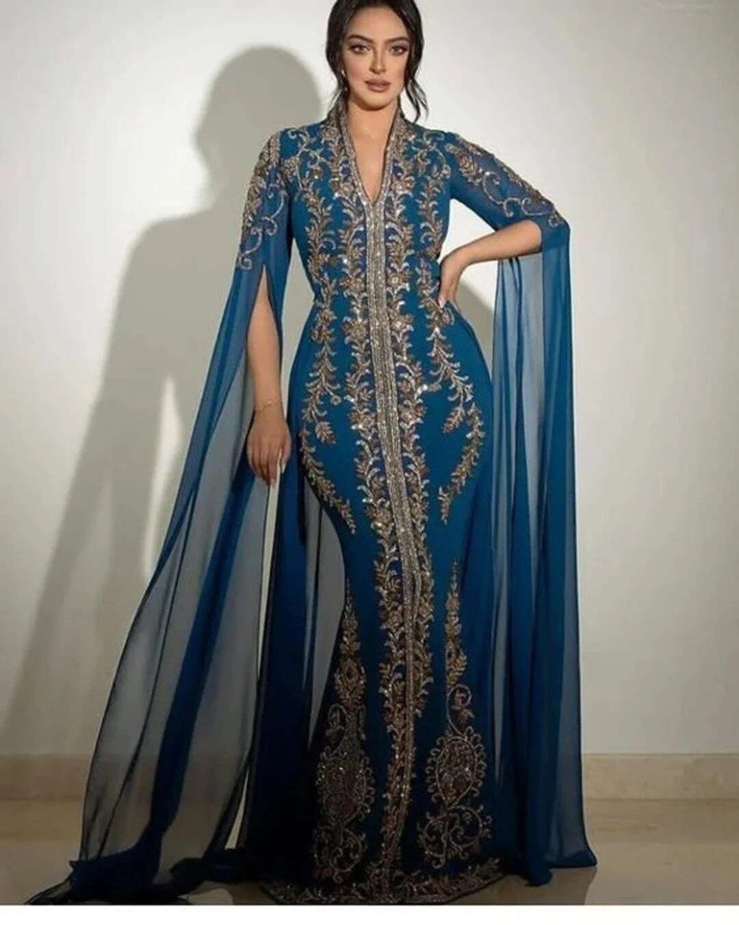 Dubai Kaftan Moroccan Arabic Abaya Maxi Hand Beaded Caftan Farasha ...
