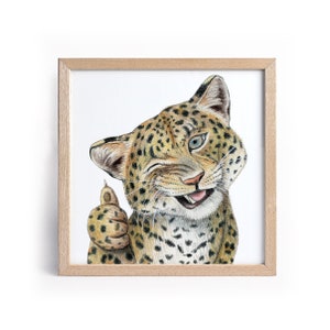 Printable Leopard painting / Funny leopard poster for digital download / Jaguar print / Jaguar animal poster
