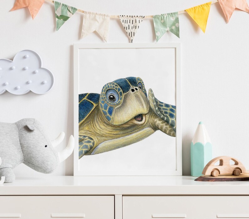 Printable Sea Turtle Wall Art / Sea Turtle Decor for Nautical Nursery ...