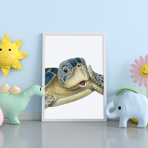 Printable Sea Turtle Wall Art / Sea Turtle Decor for Nautical Nursery ...